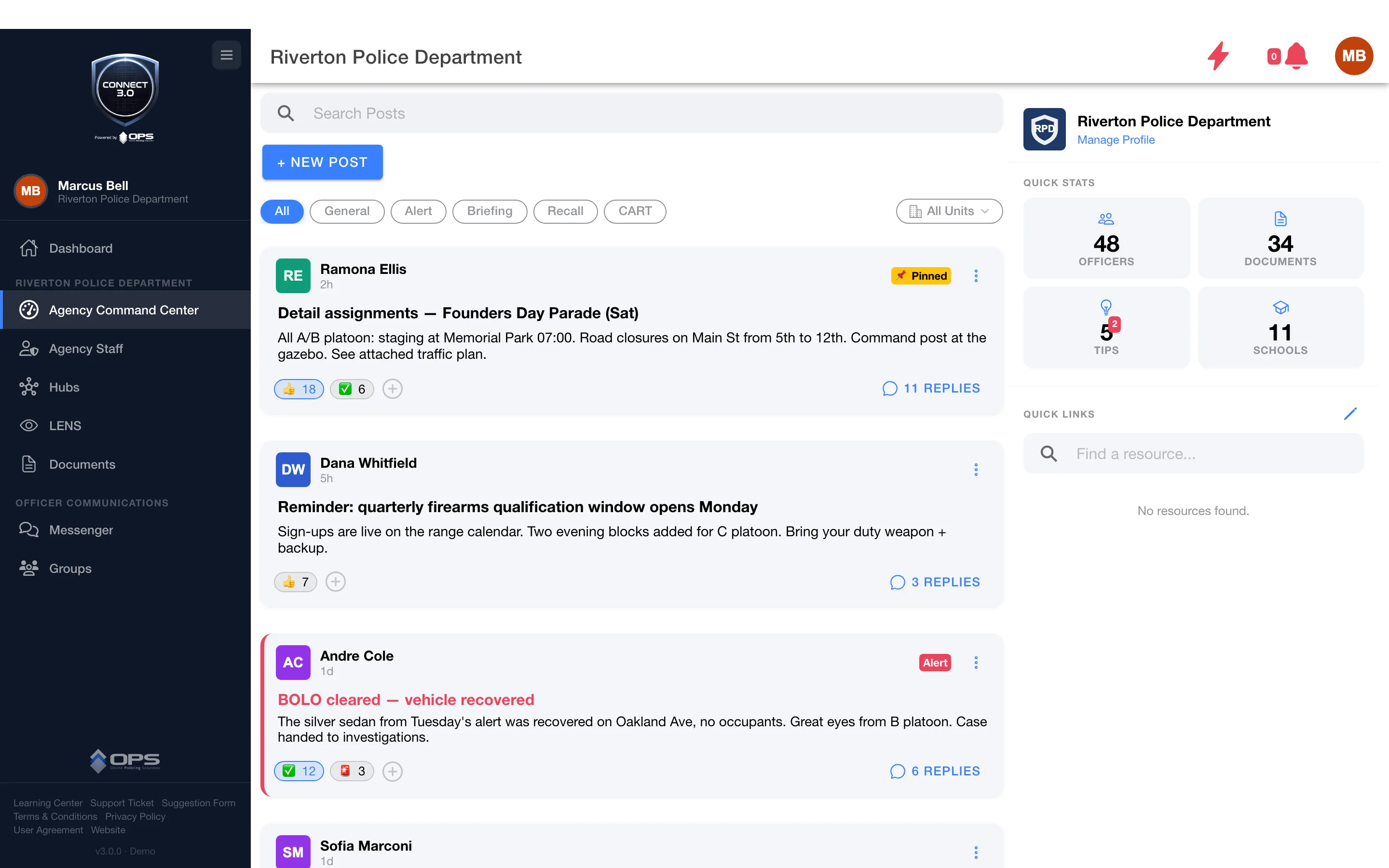 Online Policing Solutions interface, view 1 of 3