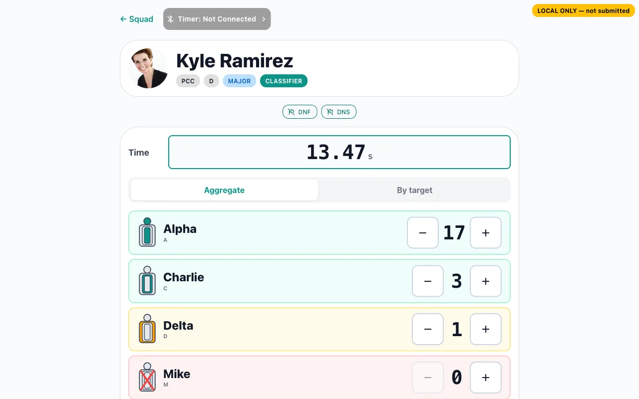 ShotKeeper interface, view 1 of 3